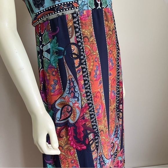 Nwt Sobe Boutique Women’s Halter Sleeveless Boho Maxi Dress Multi Color M - Picture 6 of 16